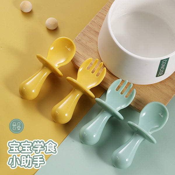 Directly from the manufacturer Baby spoon Children's complementary food fork spoon Children learn to eat spoon Training spoon Anti-choking Short handle fork spoon