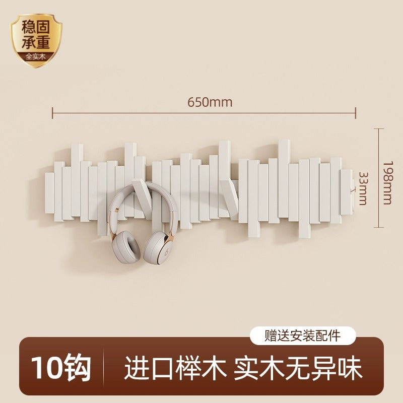 Solid wood piano key hanging hanger, entrance wall hanging, no punching, strong and durable storage, hanging bag, coat rack