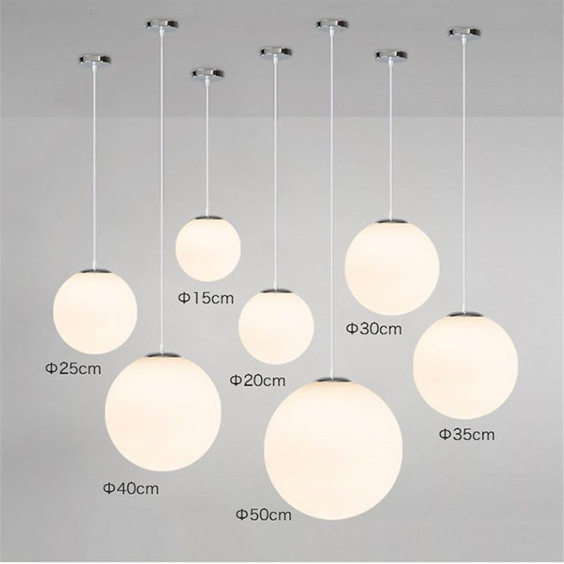 Scandinaviancasual single head white spherical chandelier restaurant milk tea clothing store shop bar aisle restaurant round lamp