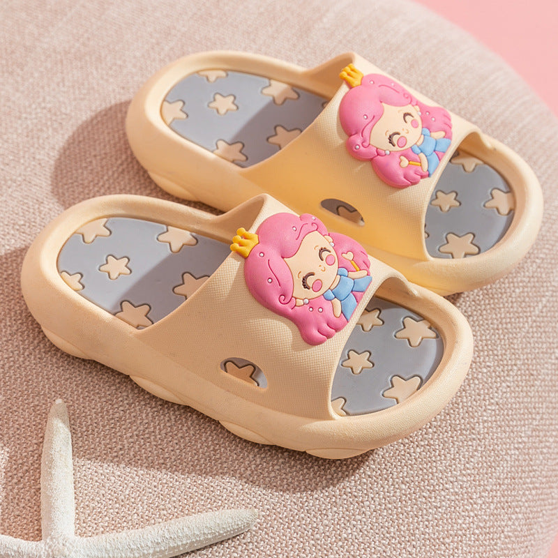 Kids' summer cartoon slippers - boys' indoor home anti-slip soft sole bathroom cute girls' baby princess sandals