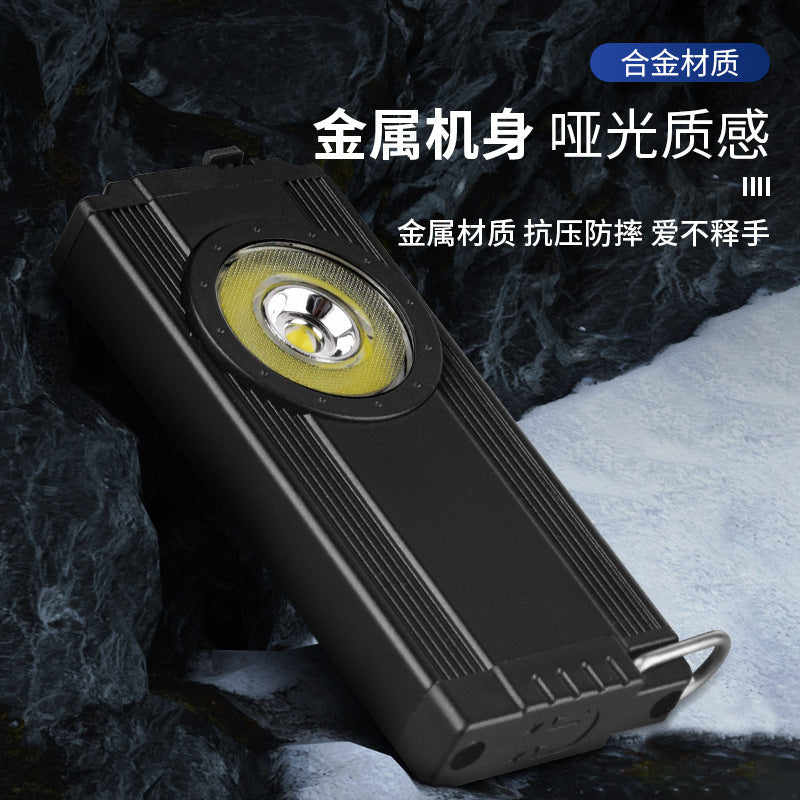 Cross-border new keychain light USB charging portable with magnet pen holder COB work light mini flashlight