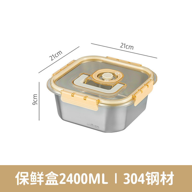 Cross-border fresh-keeping box sealed dumpling box 304 stainless steel sub-packaging refrigerator storage freezing box handle lunch box wholesale