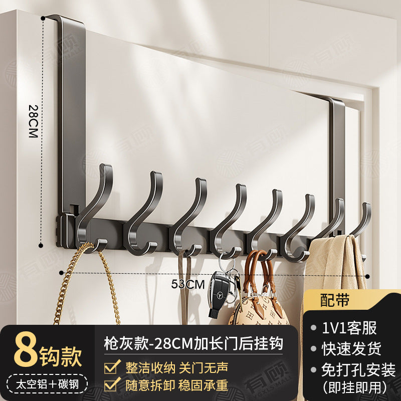 Over-the-door hook - no drilling required, universal for bedroom & bathroom, space aluminum, extra wide, heavy-duty, rustproof, multi-purpose storage