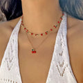 fashion best-selling red cherry anklet suit women's summerfashion small fresh red dripping oil anklet jewelry