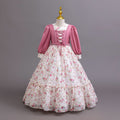 Ready-to-ship new chiffon dress long sleeve floral print princess dress girls' piano performance dress flower girl dress