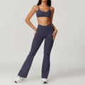 Eco-friendly recycled compression quick-dry yoga set - activewear running short sleeve set with racerback design - women's fitness apparel 8799