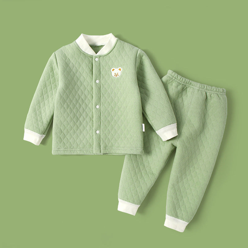 Baby heattechsuitfall and winterpure cotton male baby autumn clothing female baby intimatesspring & fallthickenedcardigan autumn clothes and autumn pants