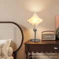 Diamond pleated glass table lamp wall lamp chandelier silver chrome metal retro cream style bedroom bedside bay window soft light
