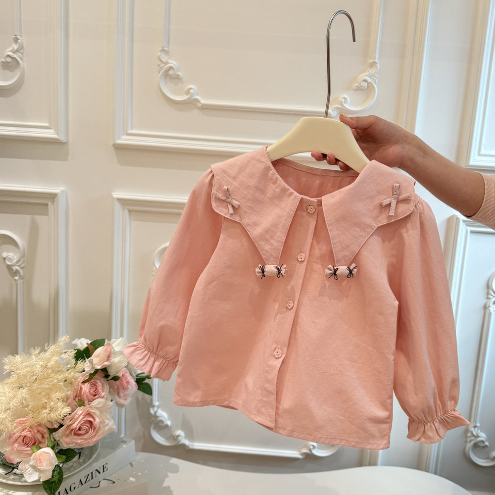 New spring girls' fashionable long-sleeved top shirt - korean style trendy blouse for baby girls - kids' clothing - children's fashion
