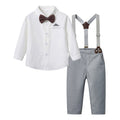Boys' spring new gentleman's suit set: long-sleeved shirt for baby boys' birthday and first birthday celebration, spring children's clothing