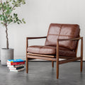 Scandinavian solid wood leather hank chair italian normcore sofa living room chair balcony lazy down single sofa chair