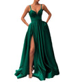 new cross-border spring  fashion dress slimming look color suspender tail banquet satin dress