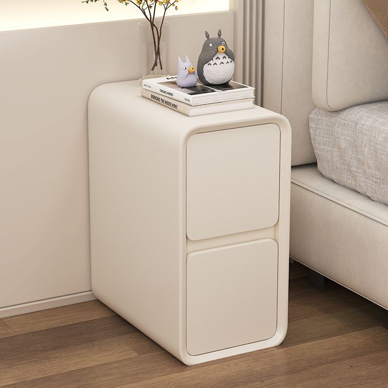 Bedside tableaccessible luxurycream style normcore storage cabinet for home bedroom modern casual small solid wood leather bedside cabinet