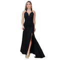 C7552 cross-border   fashion women's elegant solid color sexy v-neck slit dress