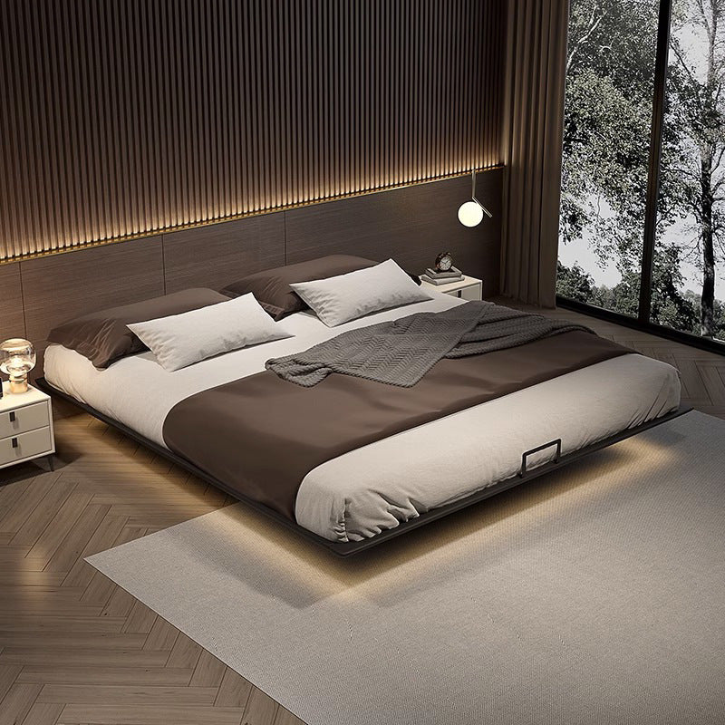 Floating bed italian normcore bed without bedside bed master bedroom accessible luxury backless floating bedside table all-in-one bed solid wood bed
