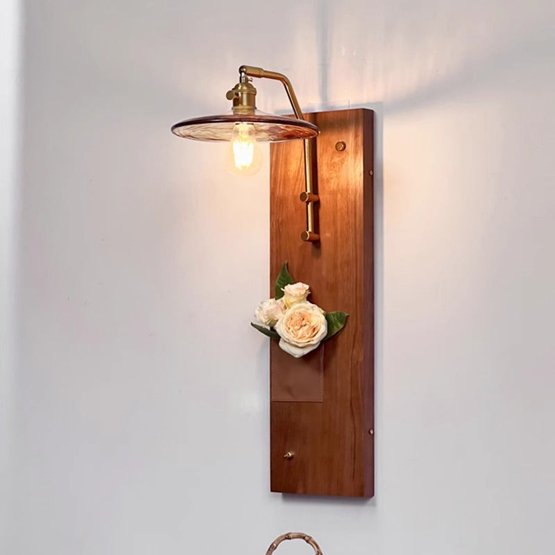 Wabi-sabi style wall lamp solid wood retro living room bedroom wall lamp bedside lamp entrance aisle cafe b&b wall lamp