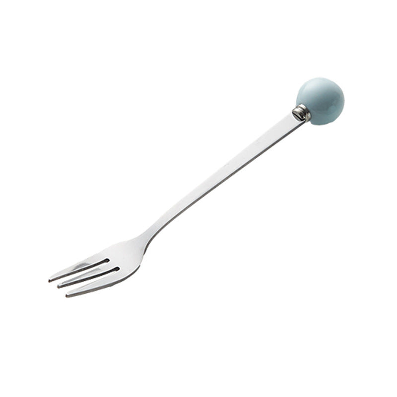 Accessible luxury ceramic ball fruit fork for home stainless steel spoon multi-purpose dessert spoon good-looking glazed pastry fork