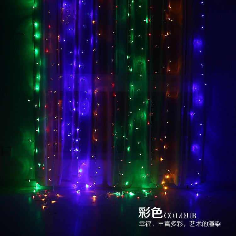 LED lights string stars curtain lights christmas lights ins decorative waterfall lights wedding live streaming host background lights flash