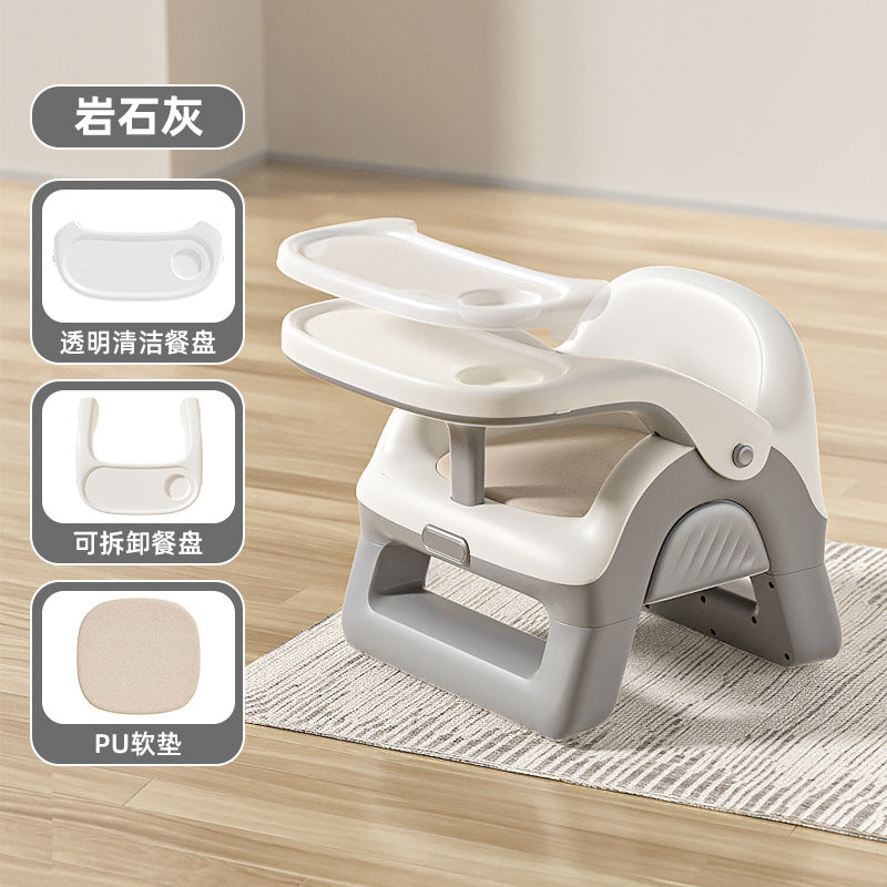 Baby multifunctional high chair - squeaky toy, home use plastic backrest seat, kids dining table stool - sturdy and stable