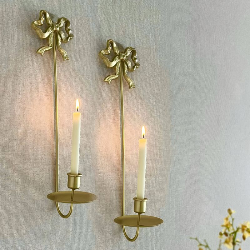 European style scented candle holder romantic french wall-mounted iron gold butterfly candlestick home wedding decoration