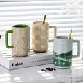 Nordic high-style ceramic cute cartoon creative painted mug - minimalist coffee cup with textured finish for modern home decor