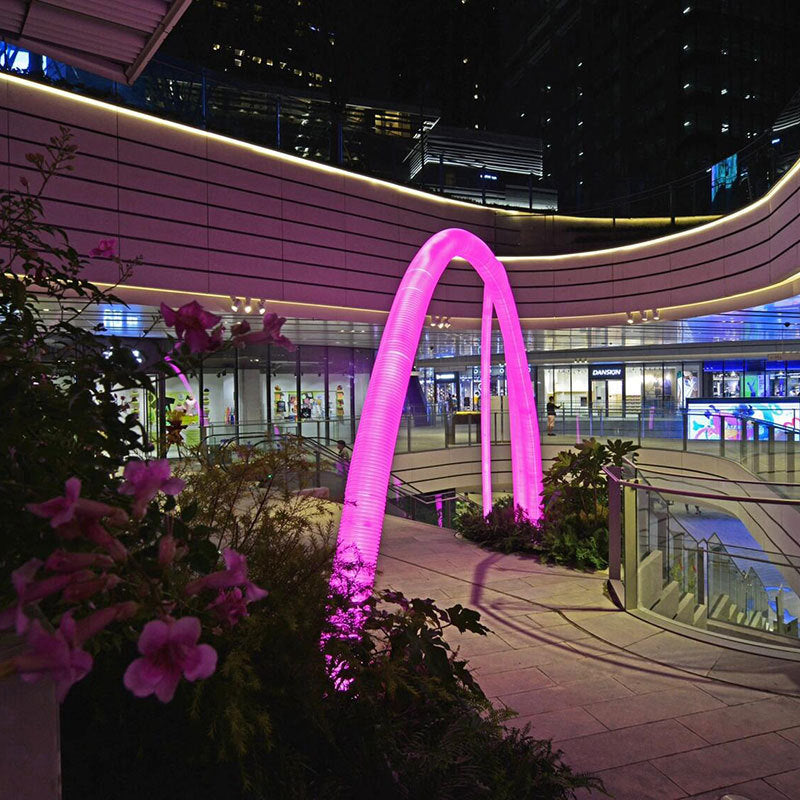 Commercial Street Shopping Mall Outdoor LED Color-changing Lighting Interactive Installation Meichen Cross Street Arch Creative Art Curve Light