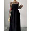 code new arrival  women's original elegant fashion round neck mesh patchwork dress