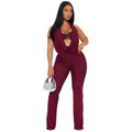 European and american summer new women's cross-border sexy metallic embellished off-the-shoulder bandeau halter top slim-fit pants set