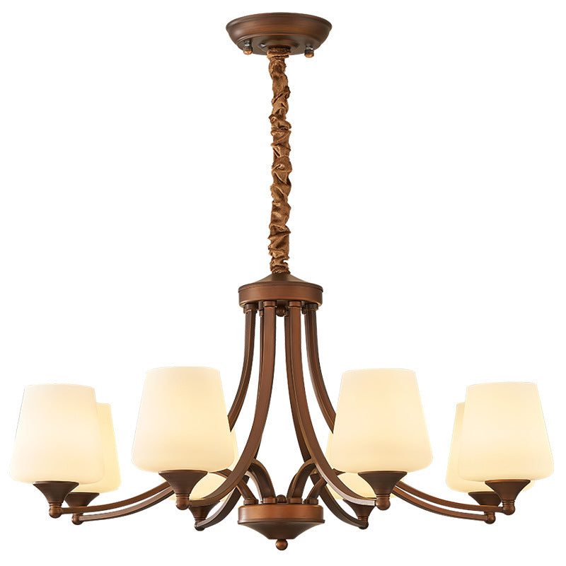 American chandelier living room dining room bedroom lighting country retro style wrought iron glass French simple atmosphere light