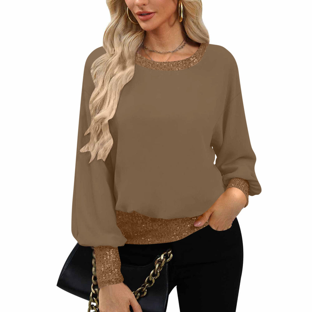 autumn new women's knitted top - cross-border european and american style, solid color, minimalist long-sleeve crew neck t-shirt