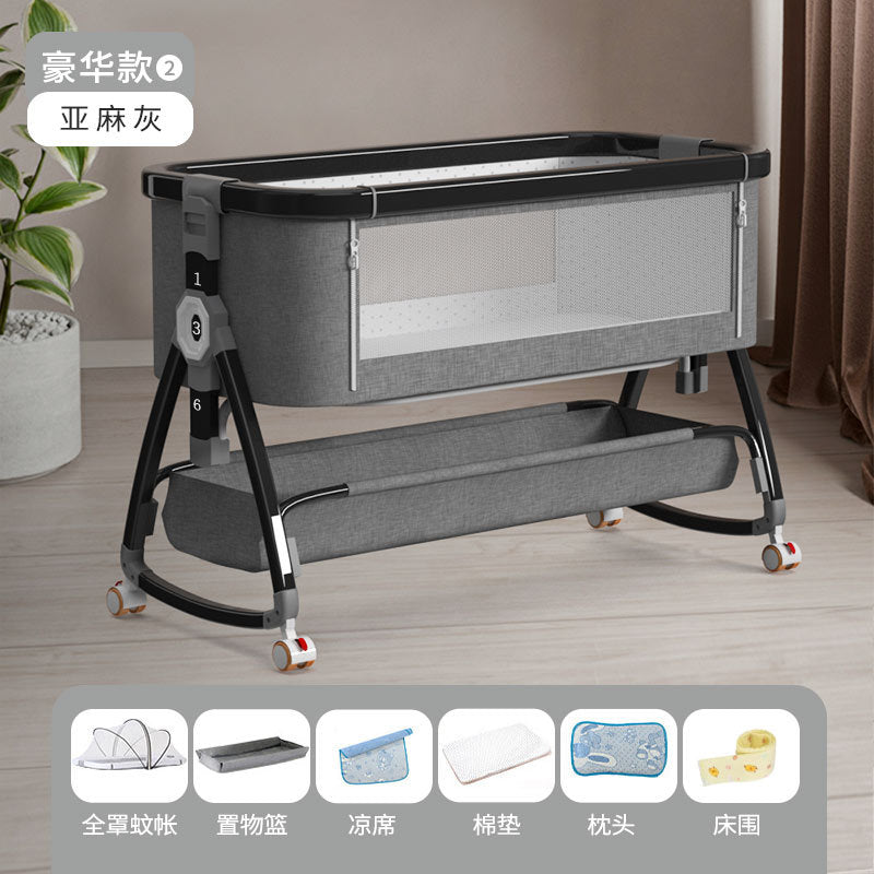 Aluminum alloy baby crib - portable, foldable, multi-functional bassinet - newborn splice bed