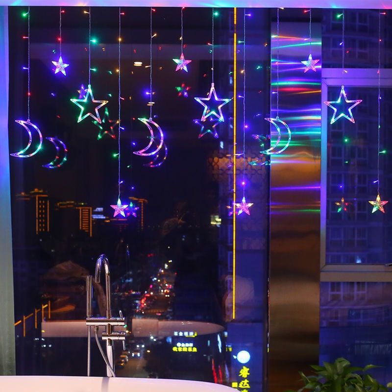 Led  star and moon lights flashing lights string lights Gypsy curtains lights birthday room decorative lights star lights