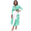 European and american cross-border women's casual pleated skirt,  summer new zebra print long-sleeved shirt printed two-piece set