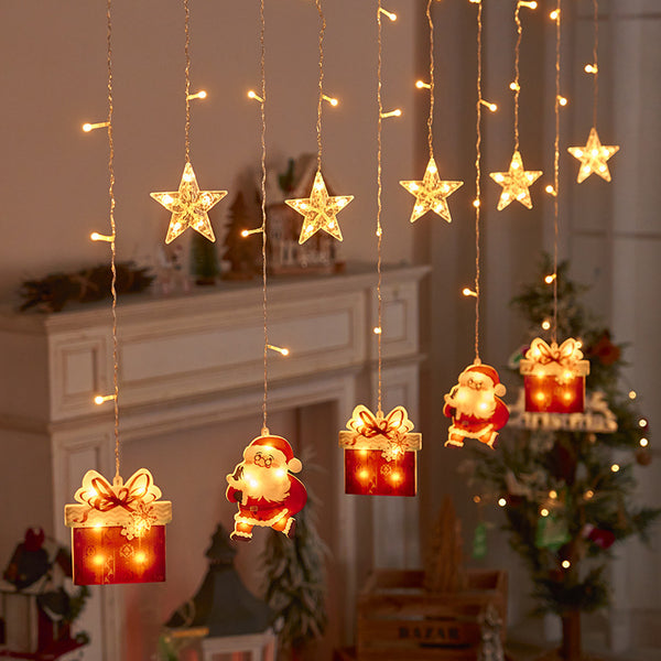 Christmas Curtain Light String LED Star Light String Christmas Decoration Santa Claus Wedding Birthday Party Light String