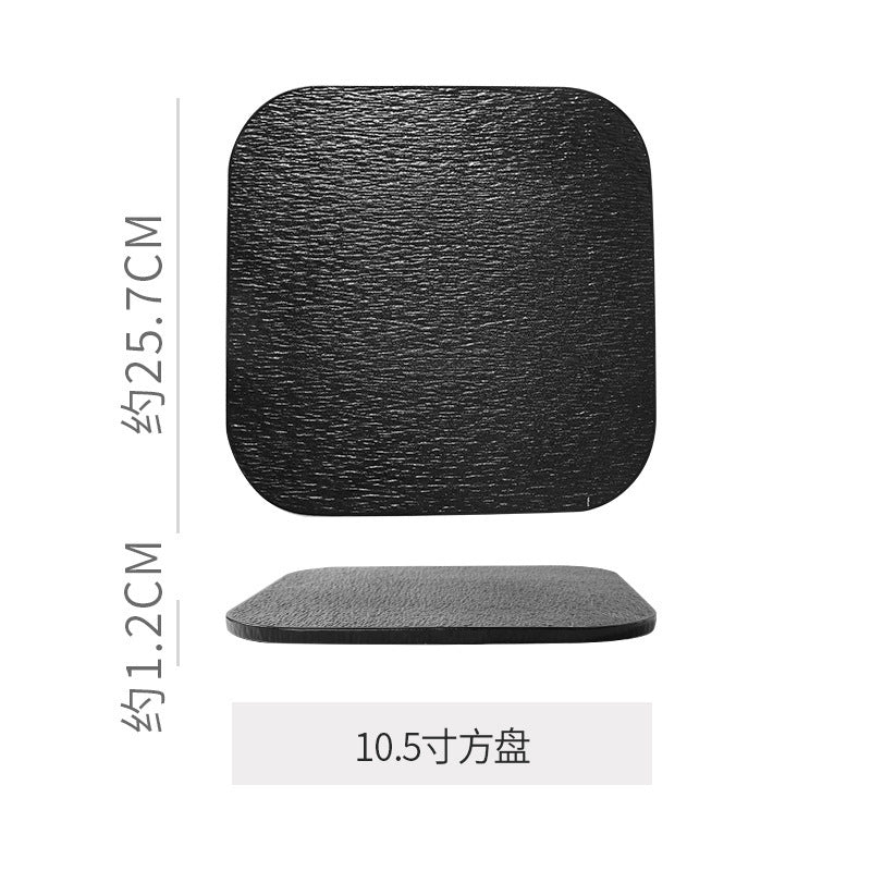 Embossed rock texture flat plate - creative & unique ceramic dinner plate for restaurants & hotels - high-style serving dish