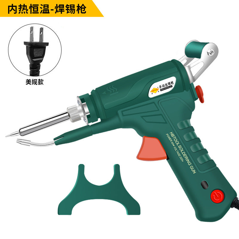 Cross-border convenient solder gun inner heating manual tin feeding handheld set automatic 60W electric soldering iron temperature regulation