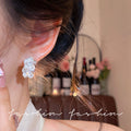 Micro-paved zirconia flower stud earrings - trendy, chic, and effortlessly elegant. a versatile and minimalist accessory for women