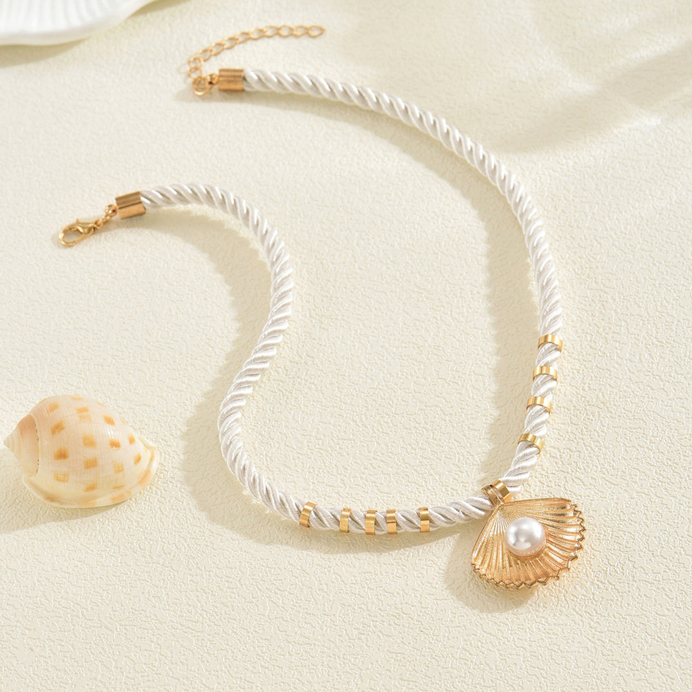 Pearl shell necklace wholesale european and american fashion hot-selling vacation style pendant niche high-end personalized knot necklace
