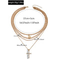 Wholesale diamond-studded cross necklace - european & american cross-border jewelry - women's multi-layered, stackable, high-end sun clavicle chain