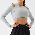 Eco-friendly organic cotton off-shoulder long sleeve activewear top - perfect for dance, fitness, yoga, and everyday style