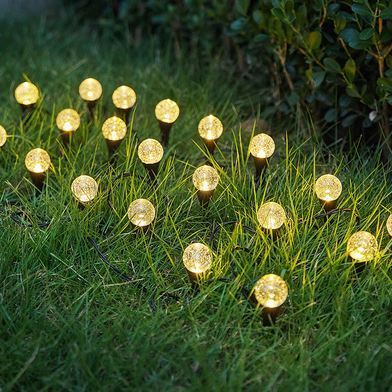 2025 new floor plug bubble ball light string LED solar lawn light photosensitive lead bubble ball color light strip