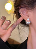 A pair of double-sided pearl earrings-e4805 silver