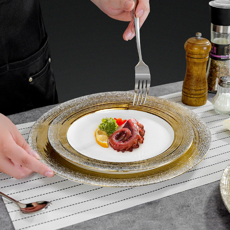 Nordicinsaccessible luxury thread plate stylish restaurant steak plate creative western food pasta plate ceramic dessert plate