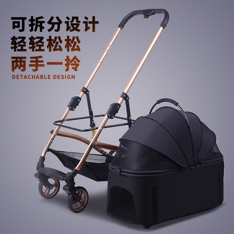Pet stroller for dogs and cats - portable, foldable, lightweight, and large capacity cat carrier for small to medium breeds