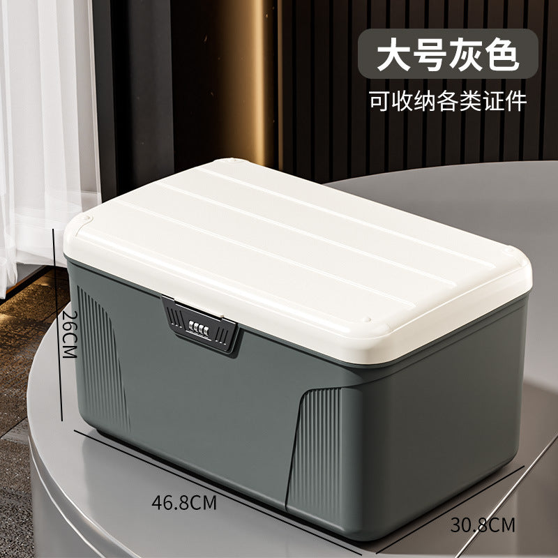 Locked storage box for household valuables, file storage, password box, large-capacity car-mounted household plastic finishing box