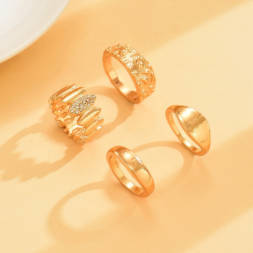 European and american cross-border jewelry: irregular metal shiny ring set - minimalist, stylish, and trendy knuckle rings wholesale