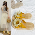 Women's summer outdoor slides - chunky 4cm platform, lightweight princess style, height increasing slippers, dai ethnic style floral slides