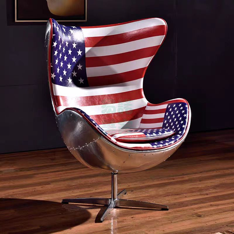 American loft leather egg chair aluminum leather space computer chair designer eggshell chair single retro industrial sofa