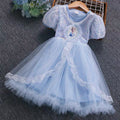 Girls' summer dress - stylish princess style  - baby girl puff sleeve mesh dress - wholesale foreign trade children's clothing
