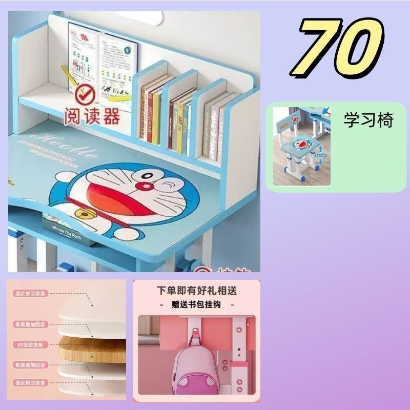 Children's study desk set - adjustable height writing desk and chair for elementary school students - posture correction table